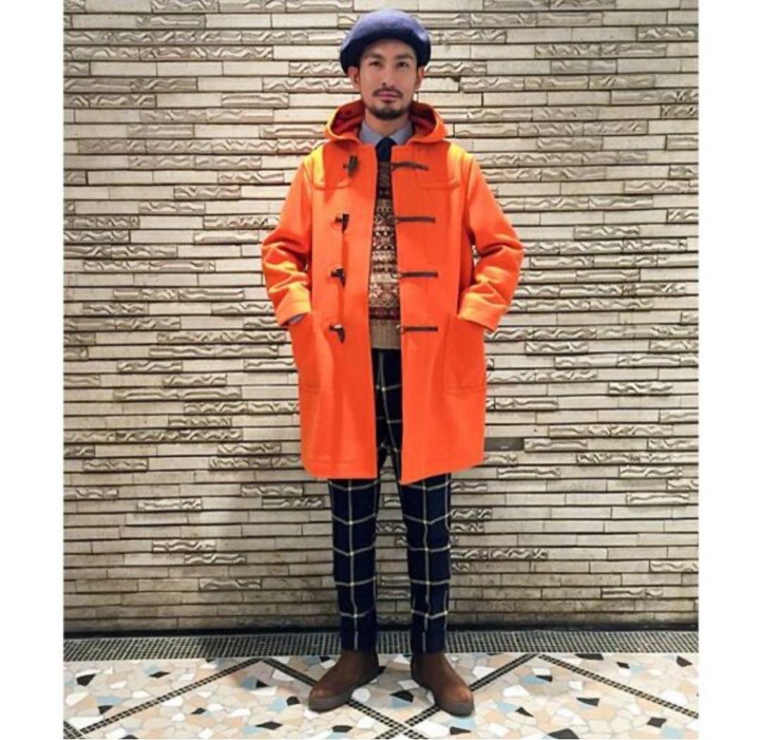 週末限定値下 オレンジ ダッフルコート フード付き united arrows