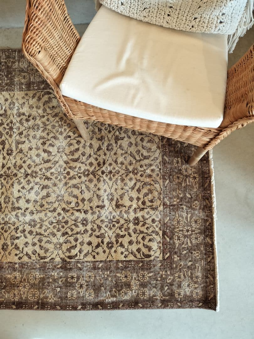 napさま専用】ベージュとココアブラウン フラワーラグNo.720