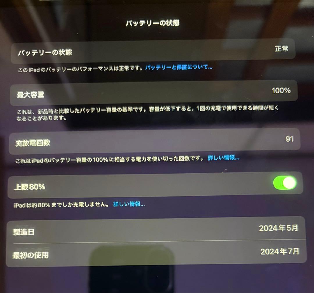 充電91回/100%】iPad Air M2 13インチ256GB Wifi