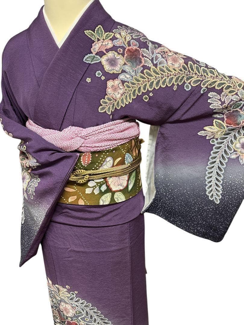 A49訪問着　辻ヶ花　作者物落款 辻がぼかし 紫 正絹 名品 楽天市場】訪問着 辻が花 夢心 フォーマル 特選品 幻想的 落款有 梅鼠