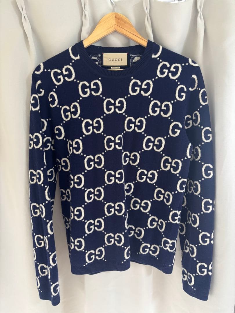 【定価16万】GUCCI GG柄ニット ネイビー GUCCI GG柄 ニットセーター ネイビー クルーネック サイズ M