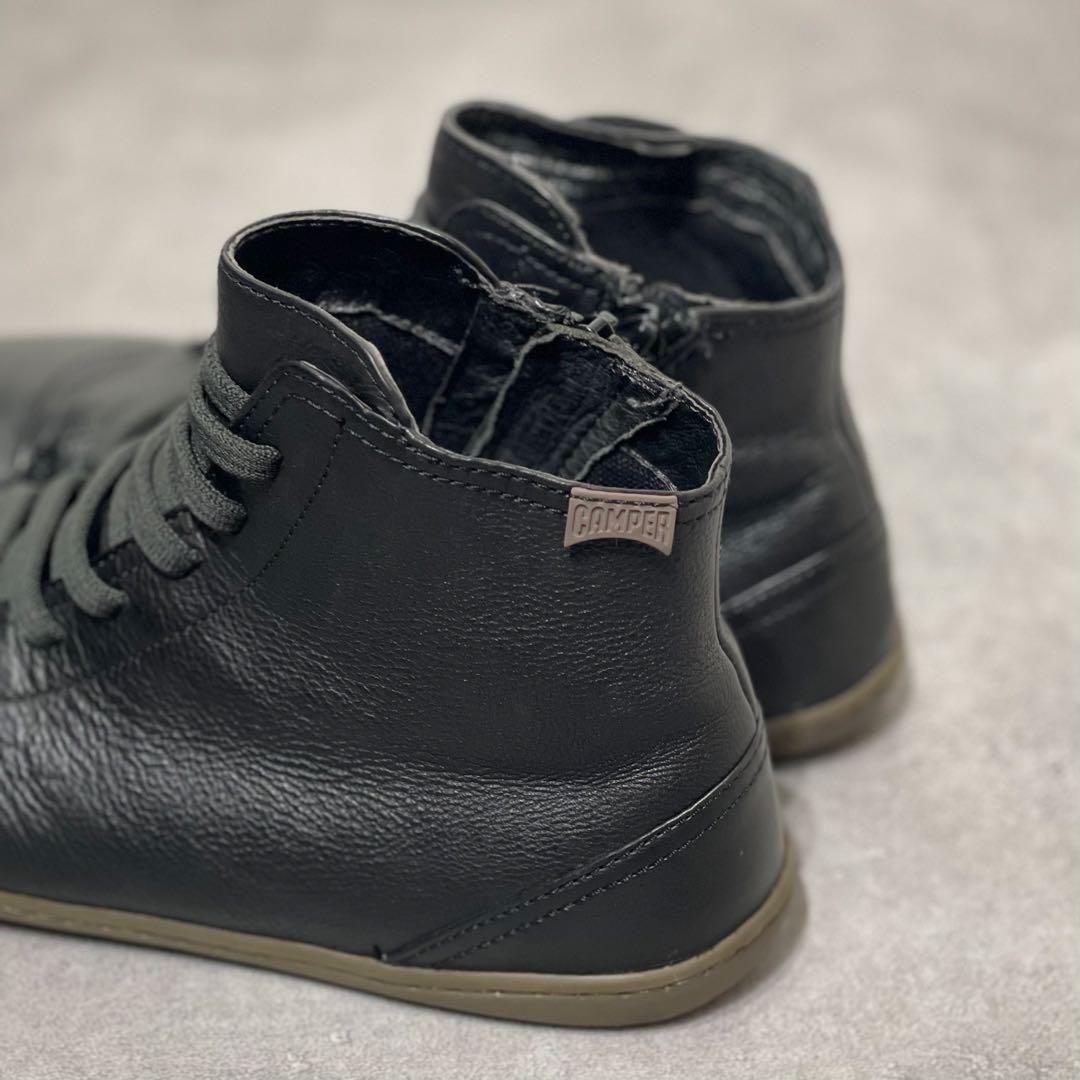 美品》カンペール ペウカミハイカット サイドジップ ブラック 38