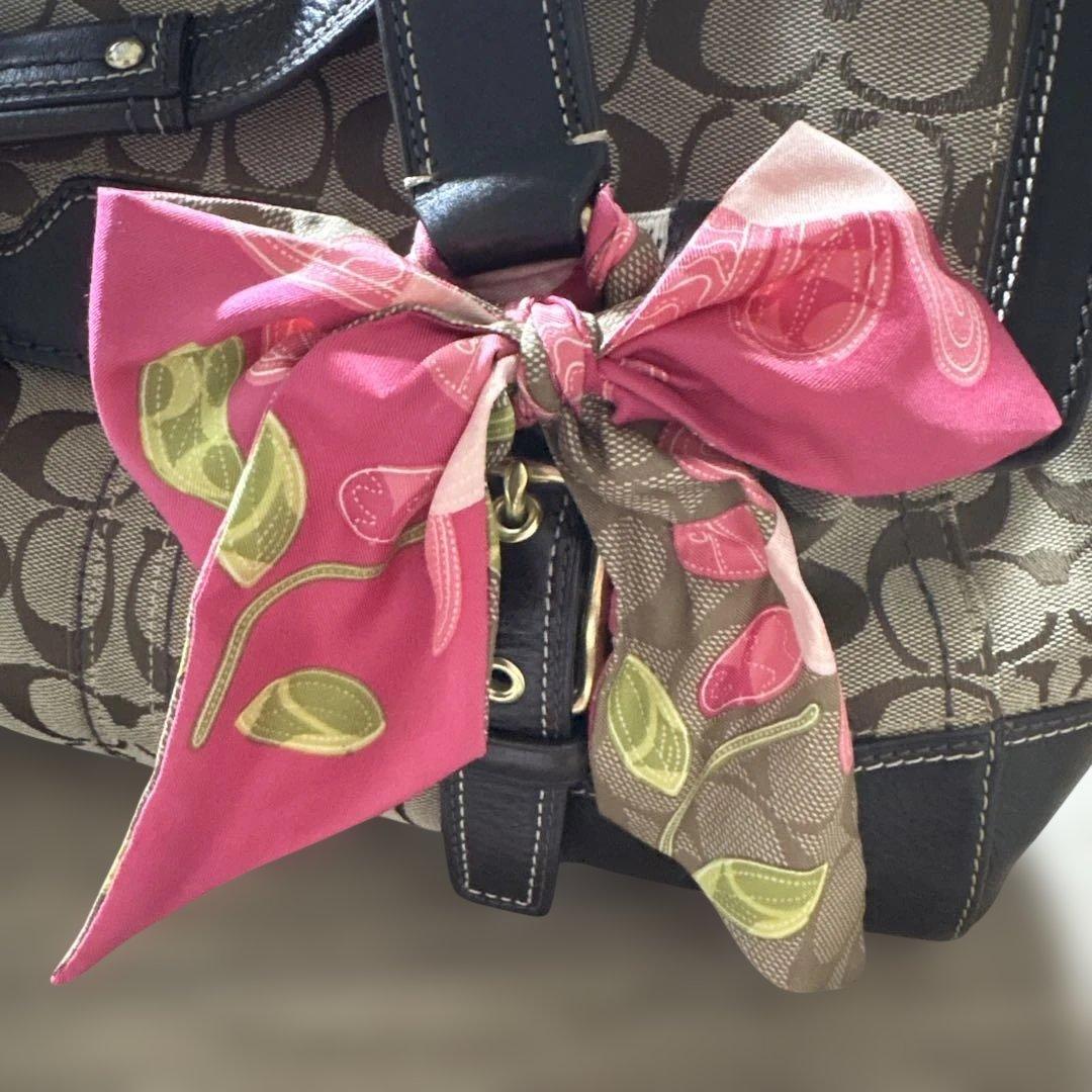 COACH コーチ レディース ハンドバッグ シグネチャー柄 シルクスカーフ