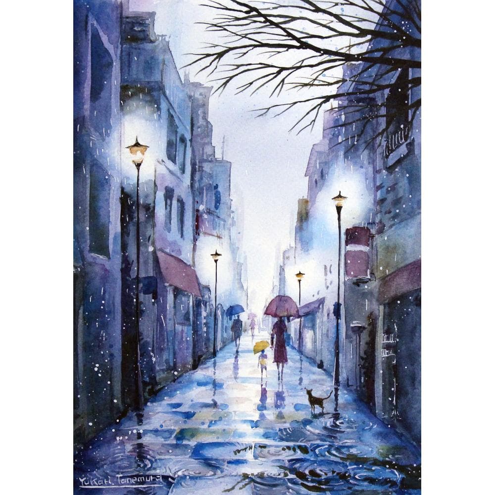 原画）雨の音色4【水彩画】絵画 インテリアにおすすめ - メルカリ