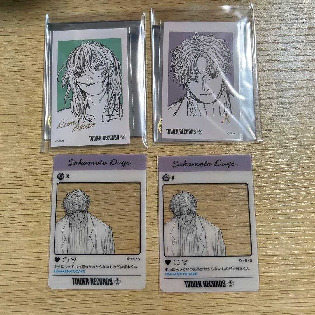サカモトデイズ アクリルバッジ カード タワレコカフェ 赤尾リオン X
