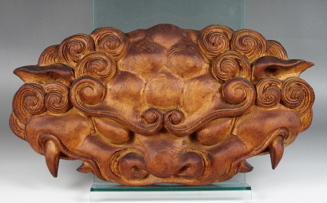 木彫 獅噛】魔除け 獅子噛み 社寺彫刻 宮彫り だんじり 山車 悪疫を