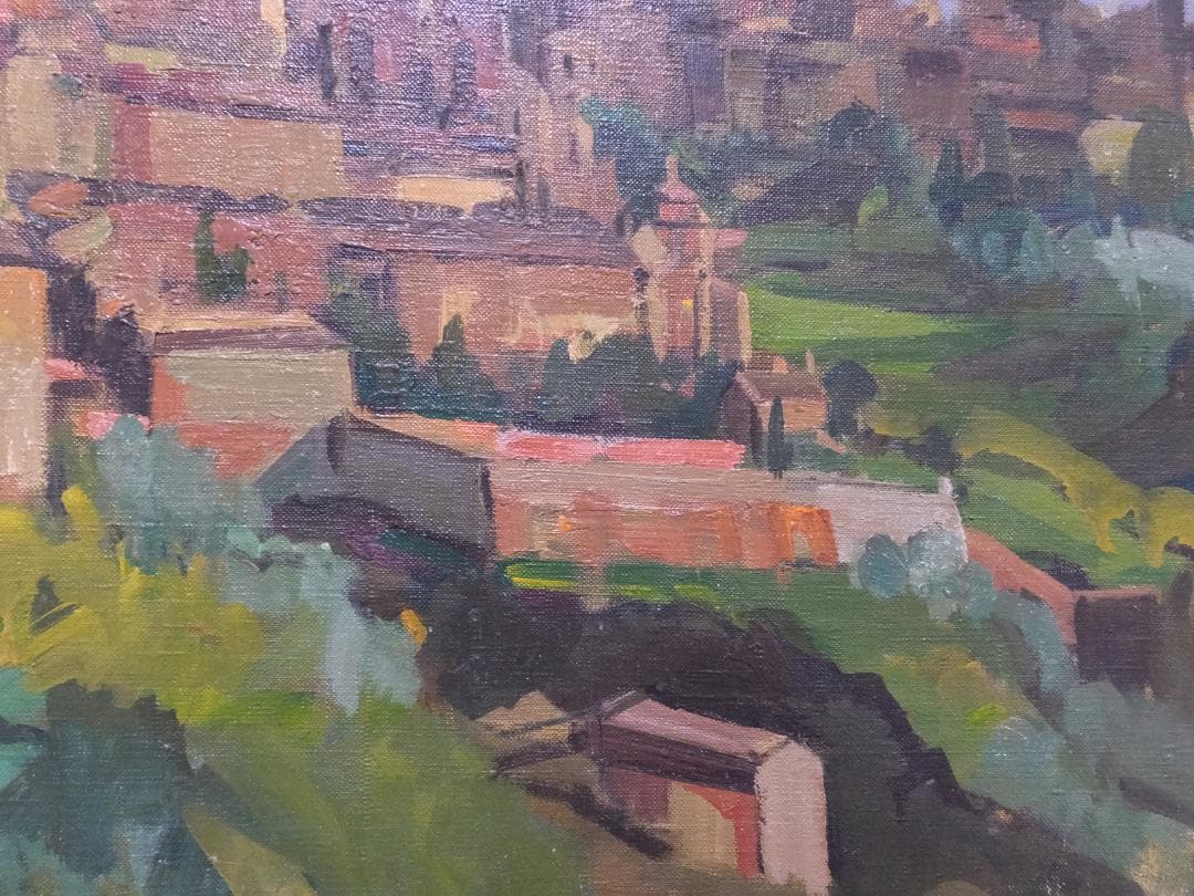 ☆油彩画☆平田鉄男 「スペインエステーリャ サン・ミゲル教会