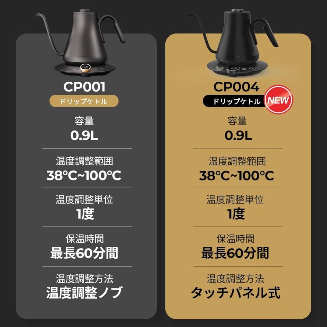 GW特化Epeios（エペイオス）電気ケトル 0.9L｜1℃単位で温度調整ケトル