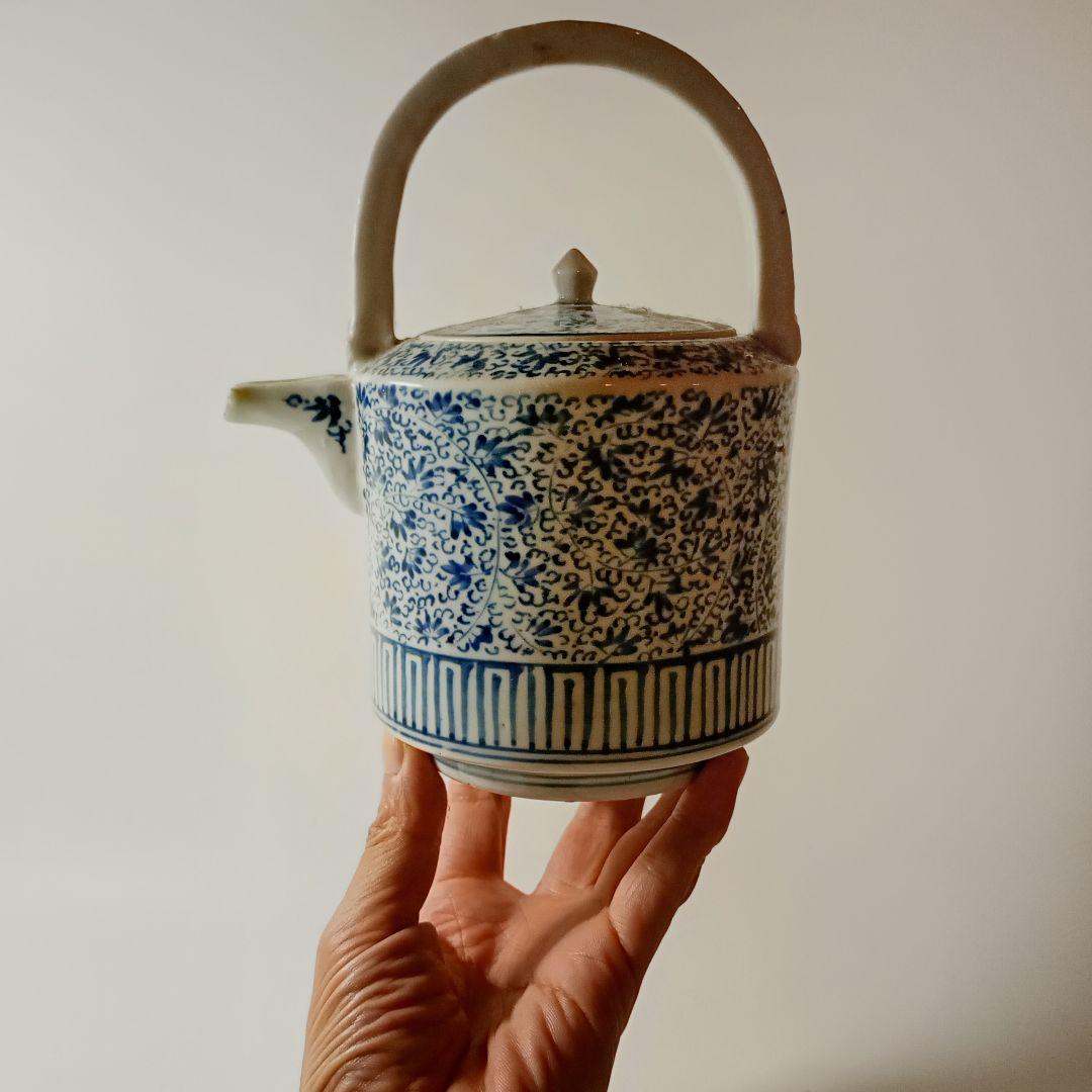 古伊万里　微塵花唐草文銚子　【初期伊万里　古九谷　藍九谷　柿右衛門】 古伊万里 微塵花唐草文銚子 【初期伊万里 古九谷 藍九谷 柿右衛門