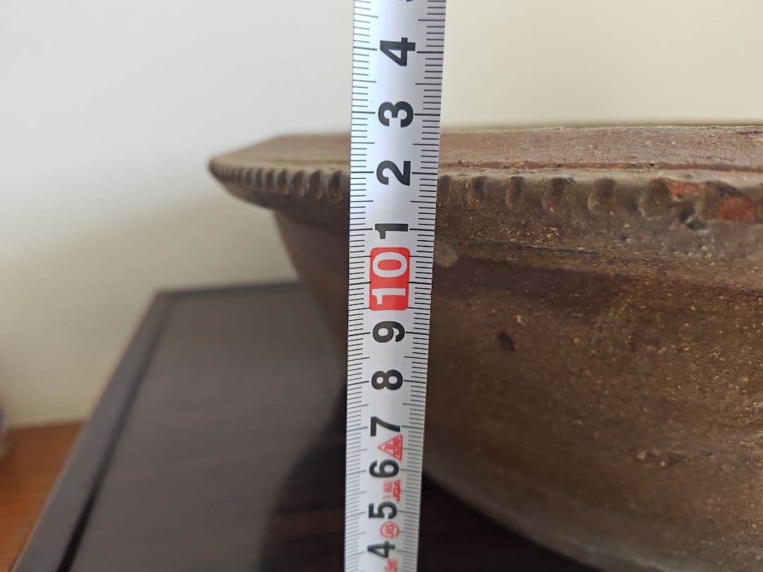 陶器製円形盆栽鉢 大型　ブラウン 約51cm×12.5cm