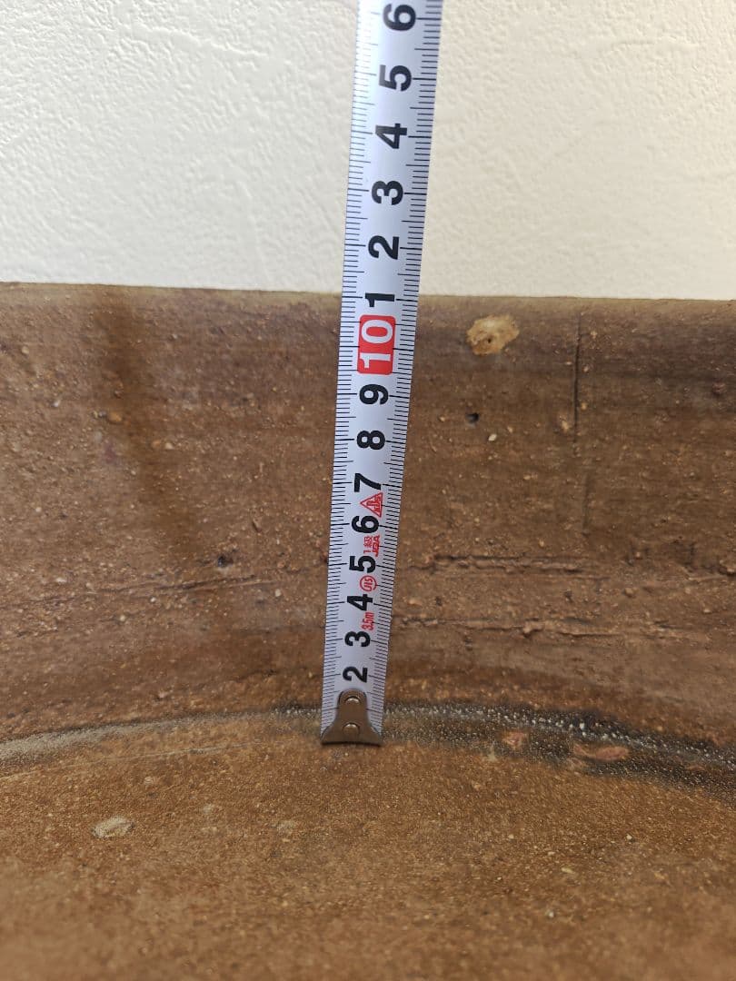 陶器製円形盆栽鉢 大型　ブラウン 約51cm×12.5cm