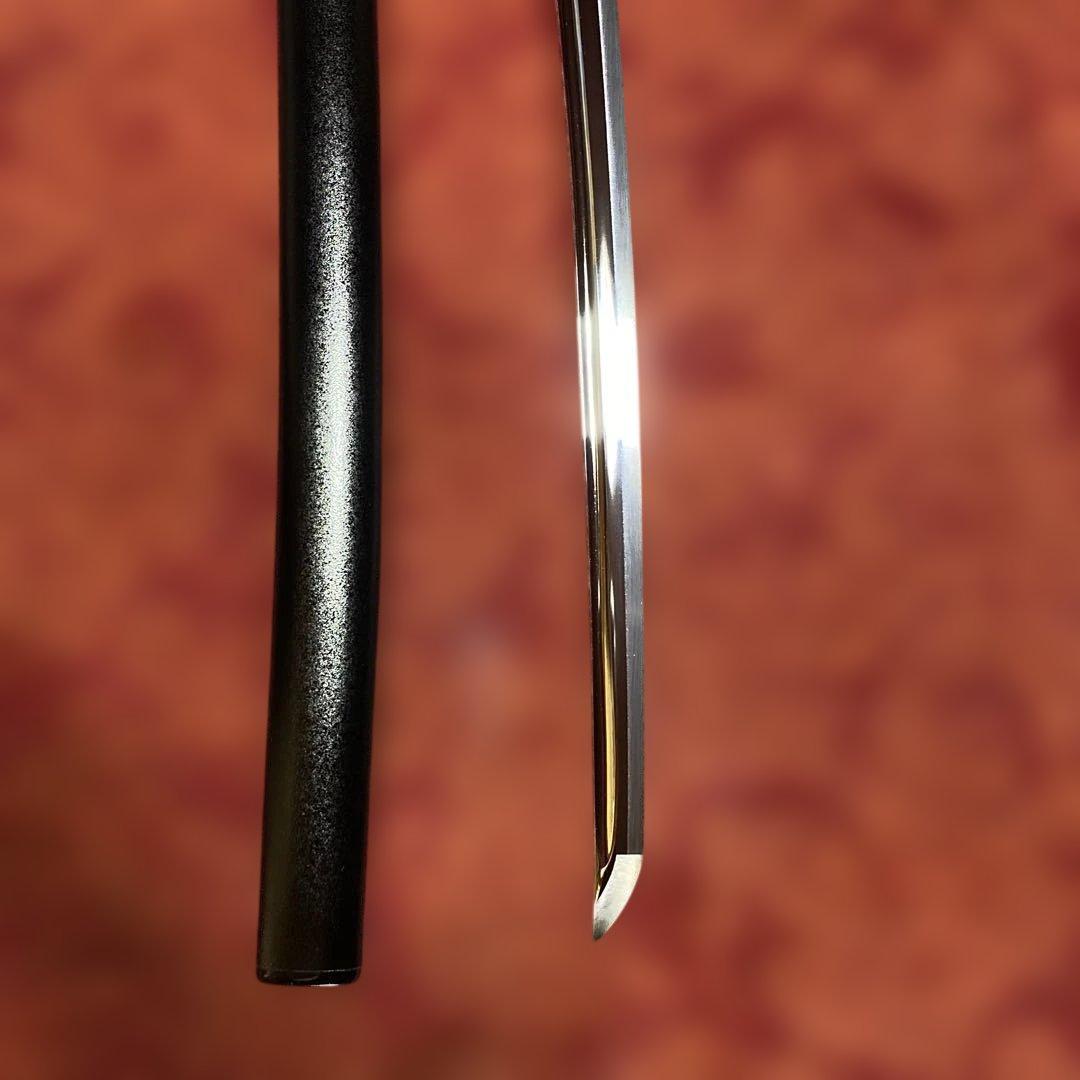 女性•少年向き高級居合刀(刀袋付) 黒柄 鶴羽透し丸鍔