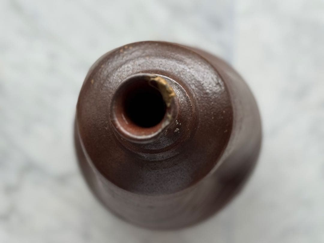 江戸時代 備前焼 焼締 臍徳利型保存壺 金直しあり 古陶 民