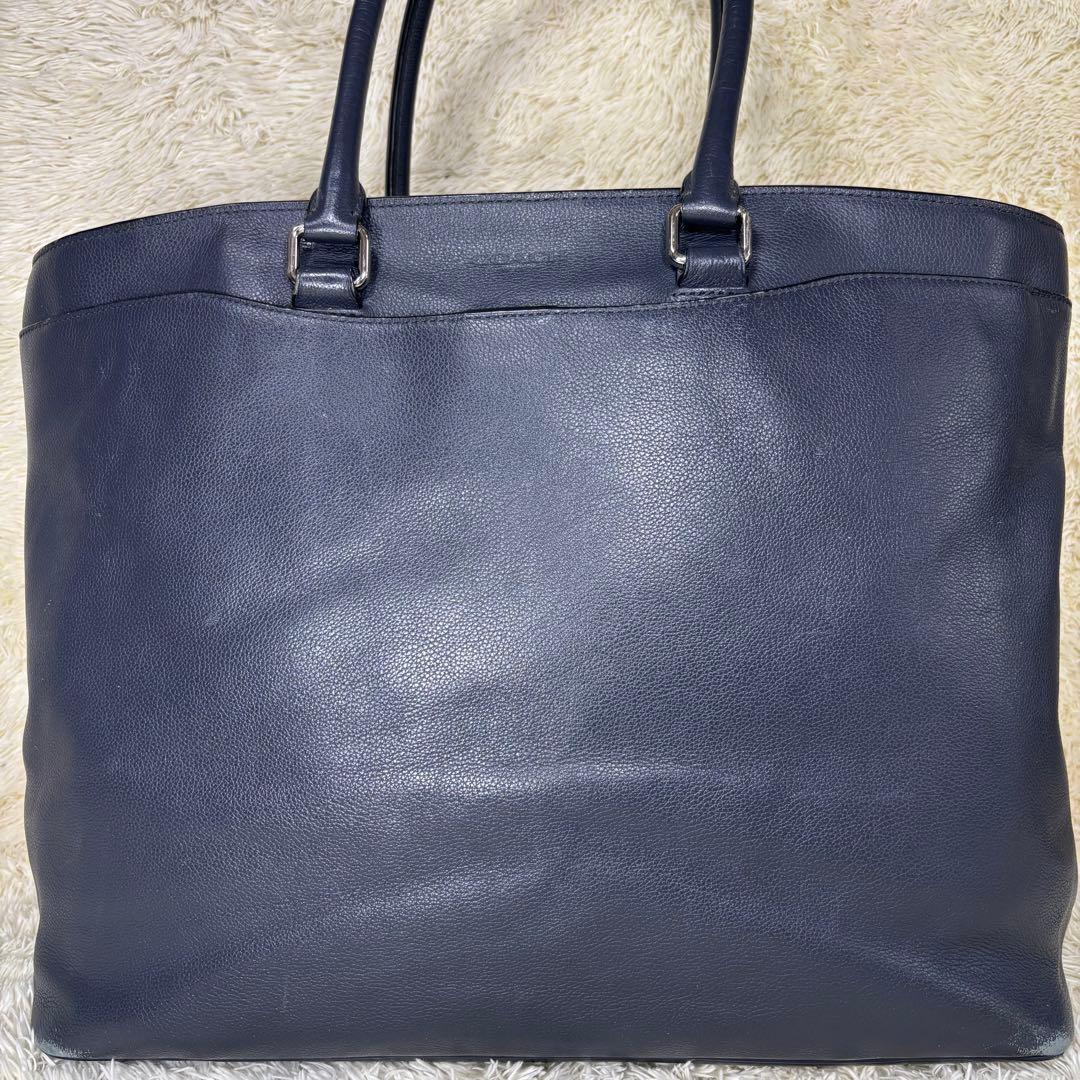 コーチ トートバッグ オールレザー ビジネスバッグ ネイビー 肩掛け A4