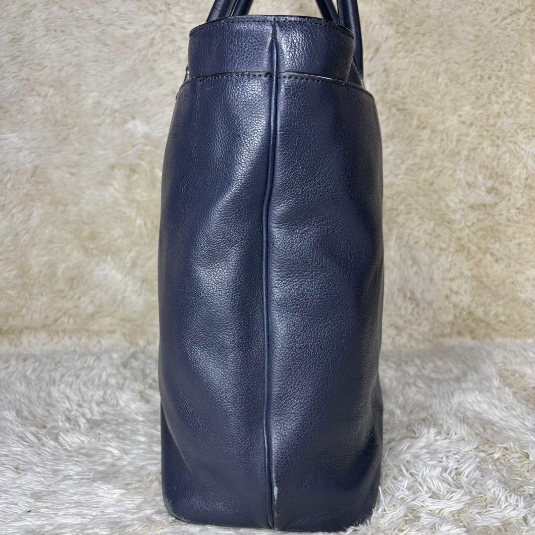 コーチ トートバッグ オールレザー ビジネスバッグ ネイビー 肩掛け A4