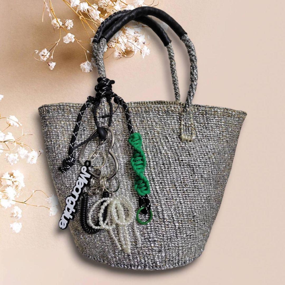 公式購入】meong blue メオンブルー サイザルバッグ シルバー ML