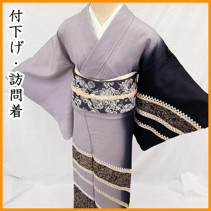 601mh6☆付下げ・訪問着 ドレッシー 花唐草 レース モノトーン☆美品 rlkc08x_top.jpg