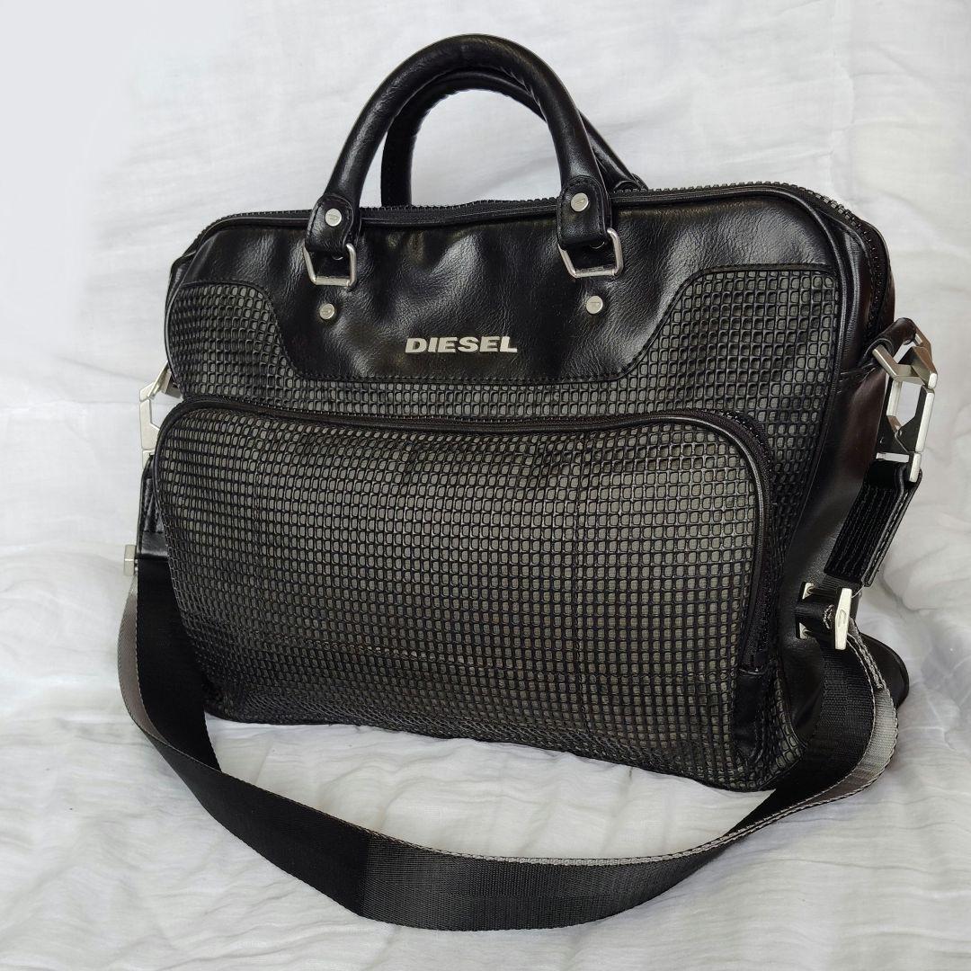 DIESEL】本革 メッシュ 2way ビジネスバッグ A4 収納可