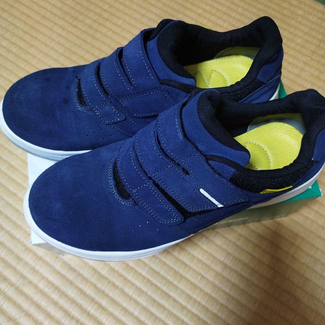 【綺麗め】25.5cm 最新靴 安全靴 ミドリ アンゼン ブルー バンドタイプ