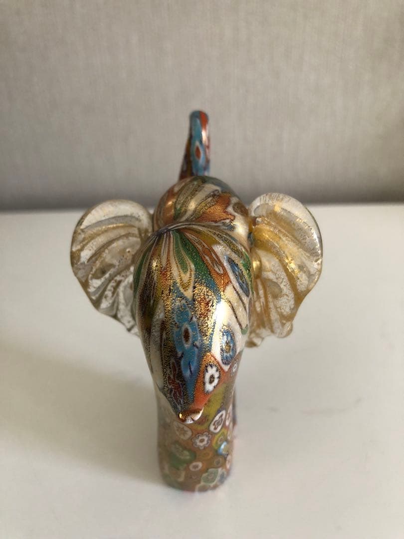 レア 新品】ベネチアングラス ムラーノ 縁起物の象 (金彩)置物