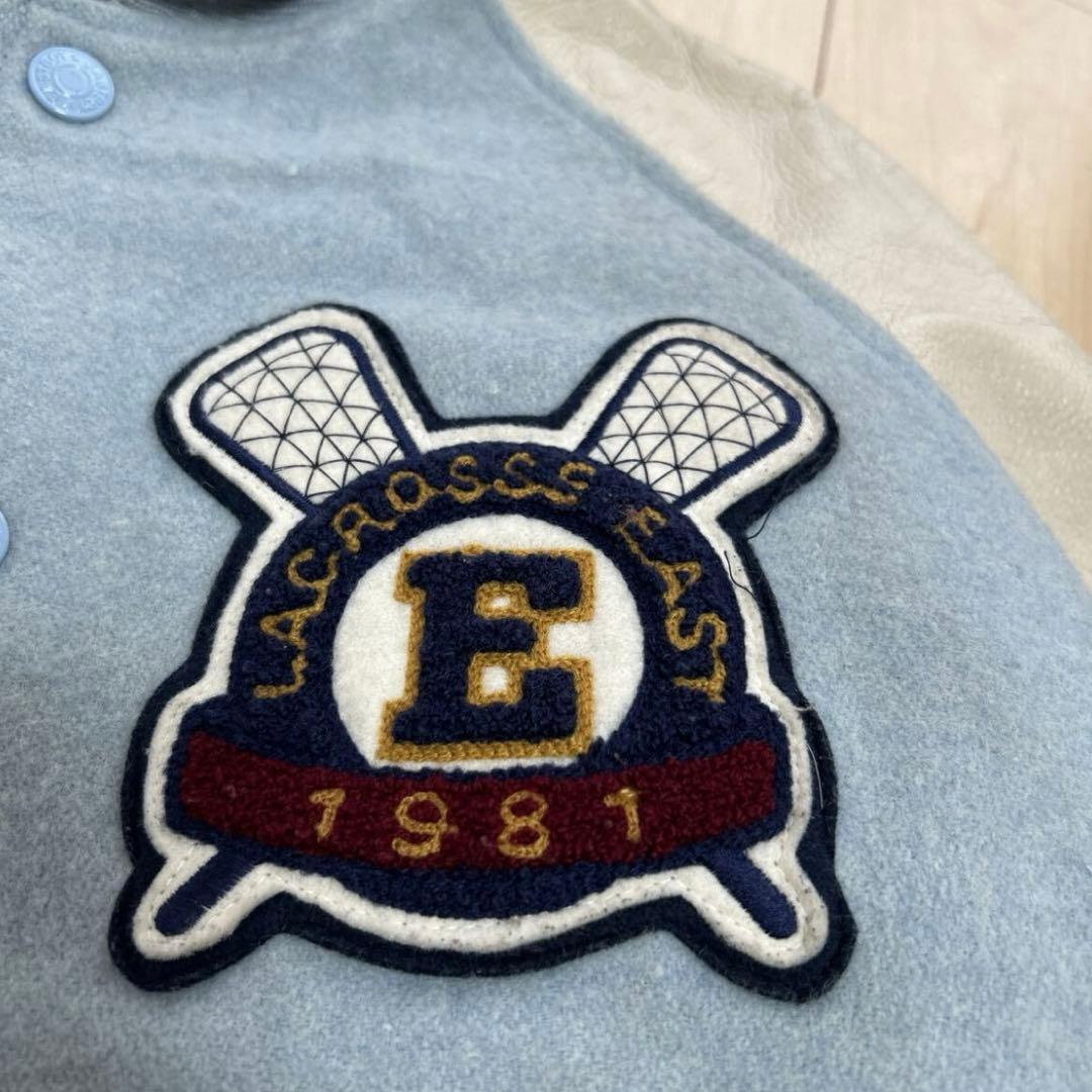 イーストボーイ 袖切替 ジャケット レザー 牛革 スタジャンワッペン