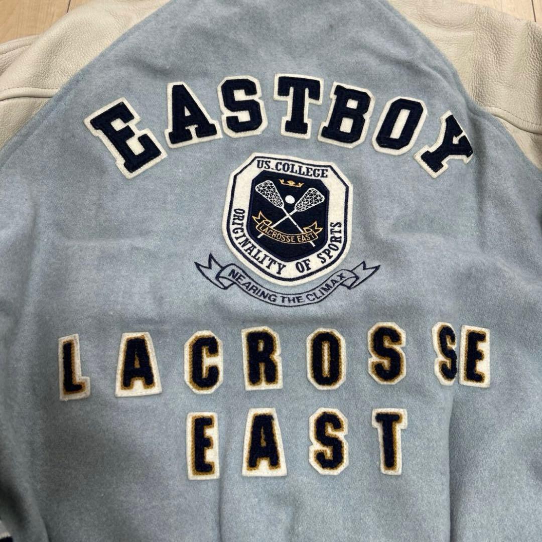 イーストボーイ 袖切替 ジャケット レザー 牛革 スタジャンワッペン