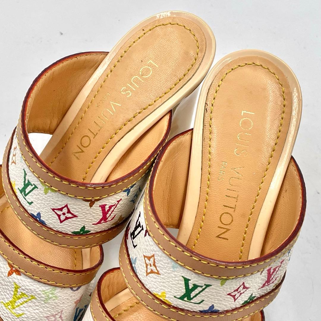 《超美品》ルイヴィトン サンダル パンプス モノグラム マルチカラー35 1/2