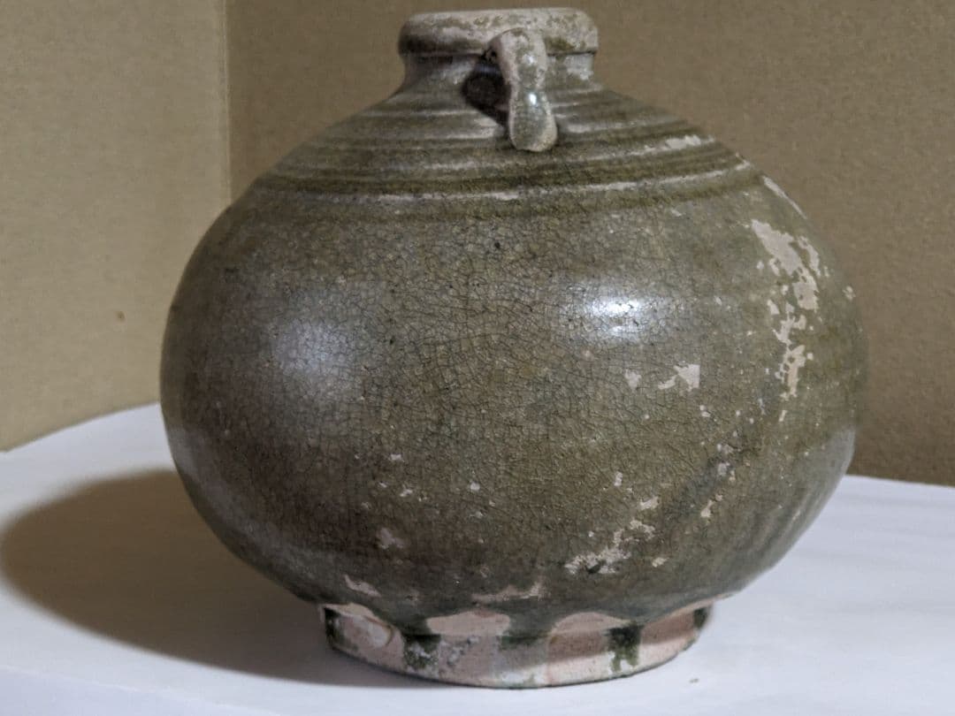 ♢中国 古玩 古美術 古陶磁 青磁 双耳瓶 小壺 類品宋