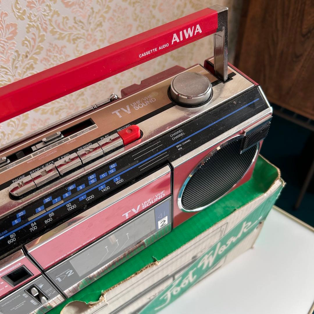 元箱つき】ラジカセ AIWA アイワ 赤 - メルカリ