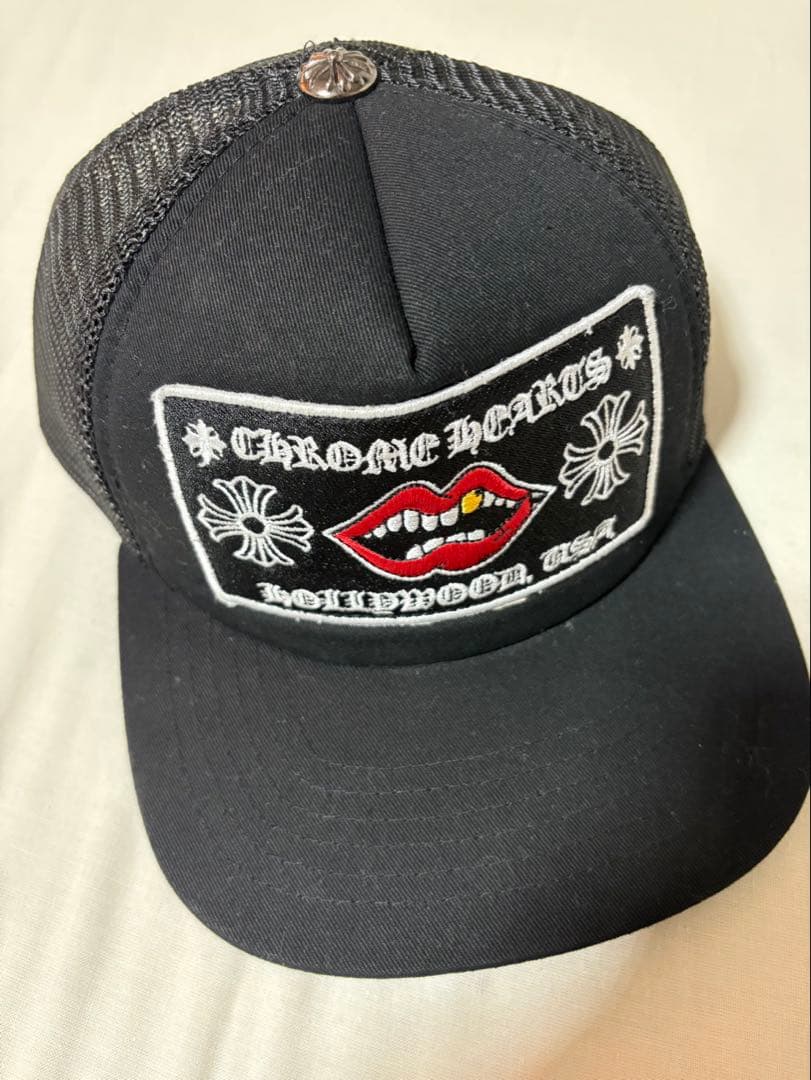 CHROME HEARTSキャップ ブラック メッシュキャップ USA産 CHROME HEARTS CH HOLLYWOOD USA Trucker メッシュキャップ (CHROME