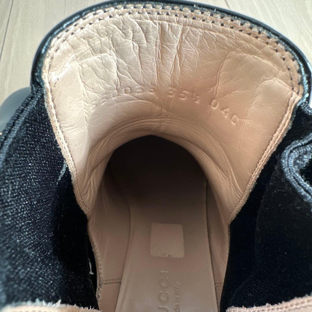 GUCCI GGマーモント　レザー　サイドゴア　ビジュー　22.5cm