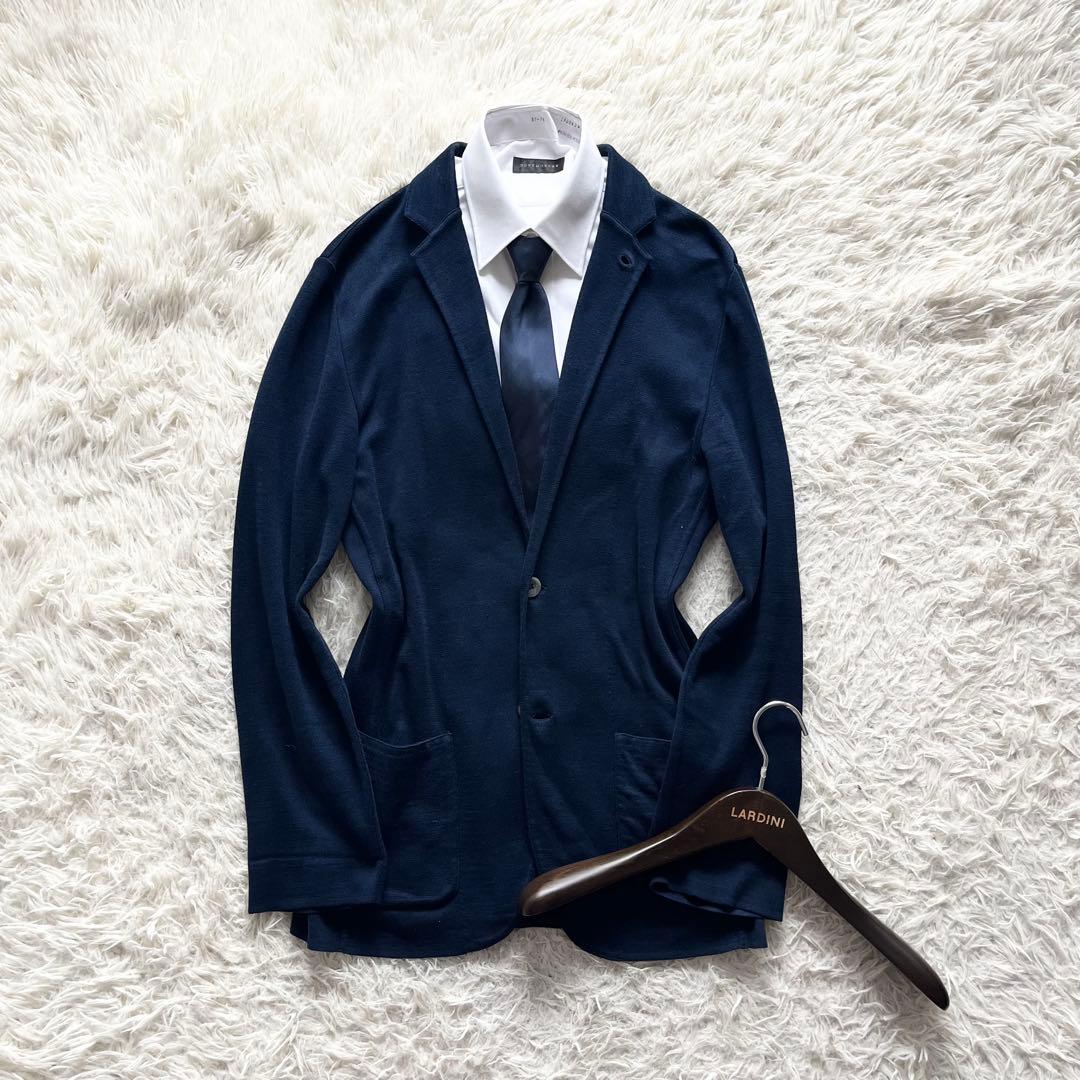 <美品>LARDINI ネイビー コットン ニット ジャケット サイズM相当 LARDINI（ラルディーニ） ラルディーニ / LARDINI / ニット ジャケット