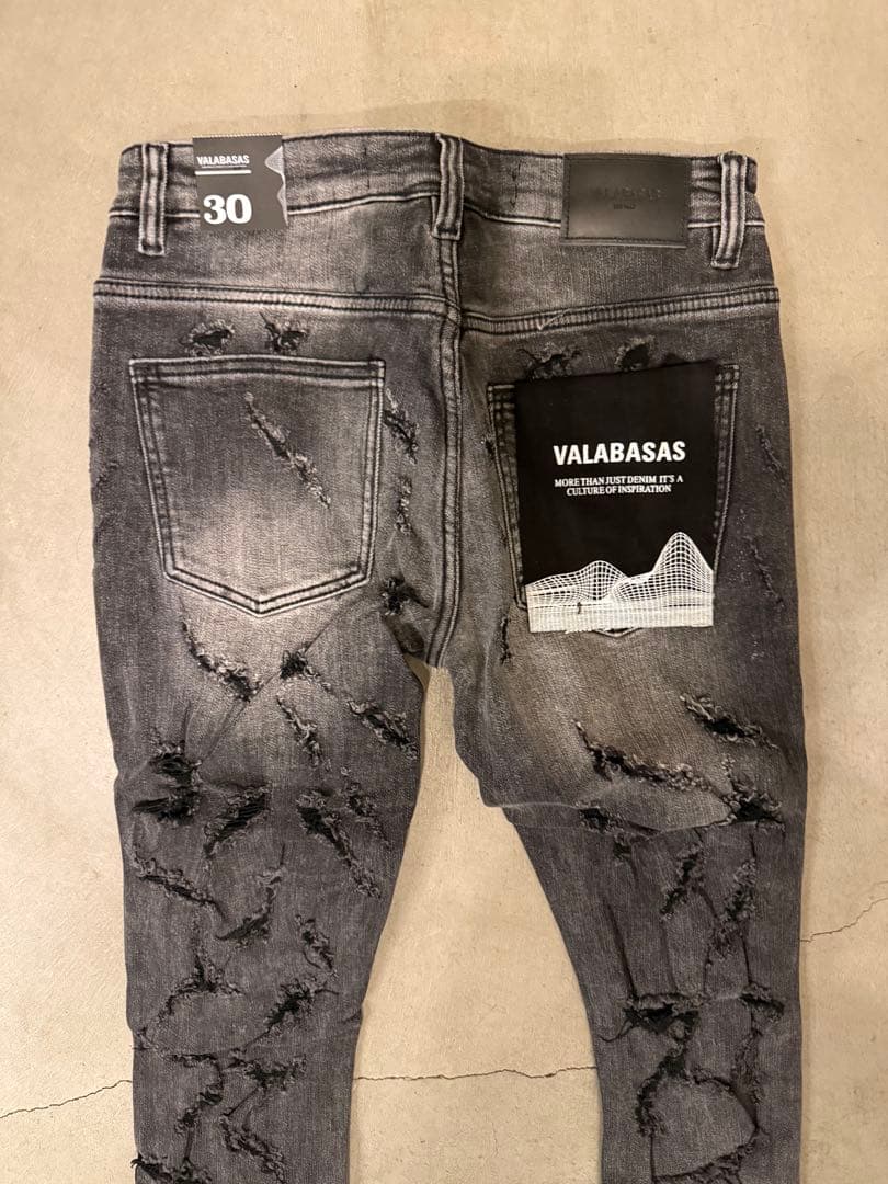 バラバサスvalabasas ハードクラッシュストレッチフレア グレーデニム