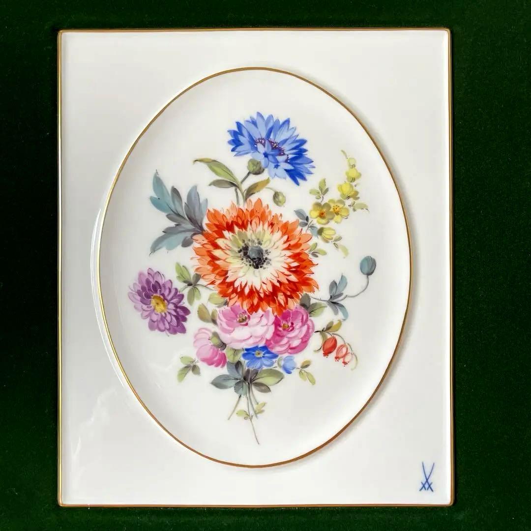 額装五つ花＊額装34cm×31cm・画18cm×15cm・Meissen・美品