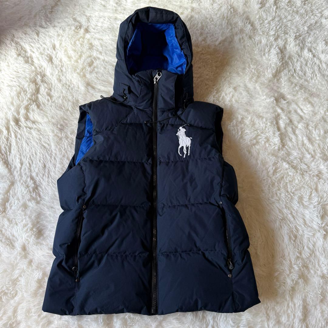 超人気】POLO ラルフローレン ダウンベスト ビックポニー ネイビー Mの