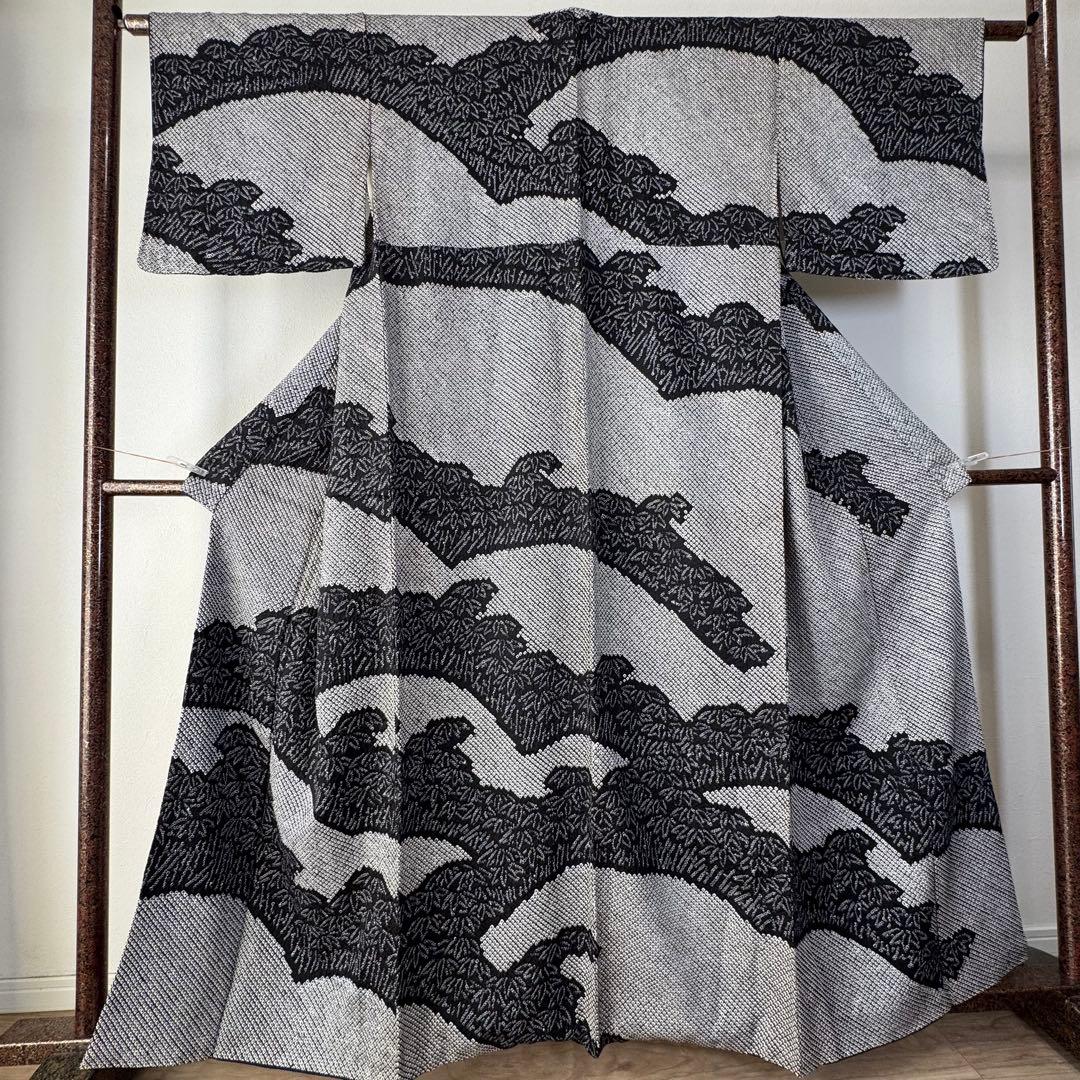 超美品 正絹 袷 現代 広襟 訪問着 着物 黒 総絞り 絞り 162裄67 - メルカリ