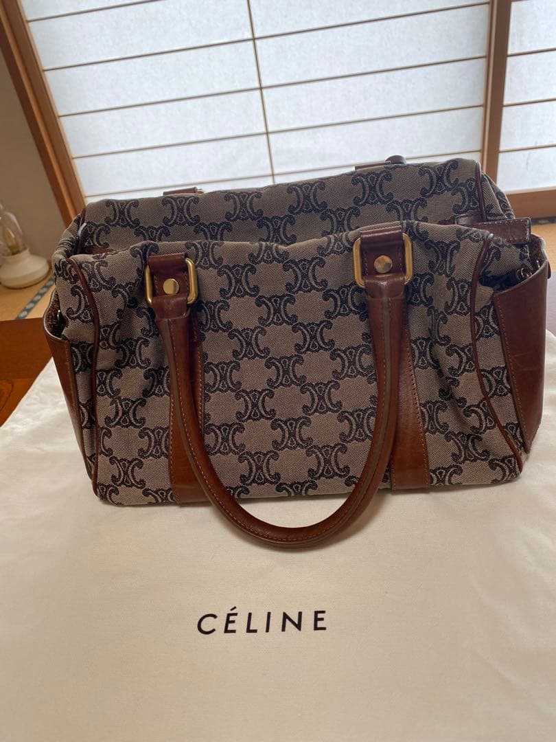 CÉLINE マカダム柄 ボストンバッグ CELINE セリーヌ マカダム柄 ボストンバッグ PVC レザー ブラウン M14