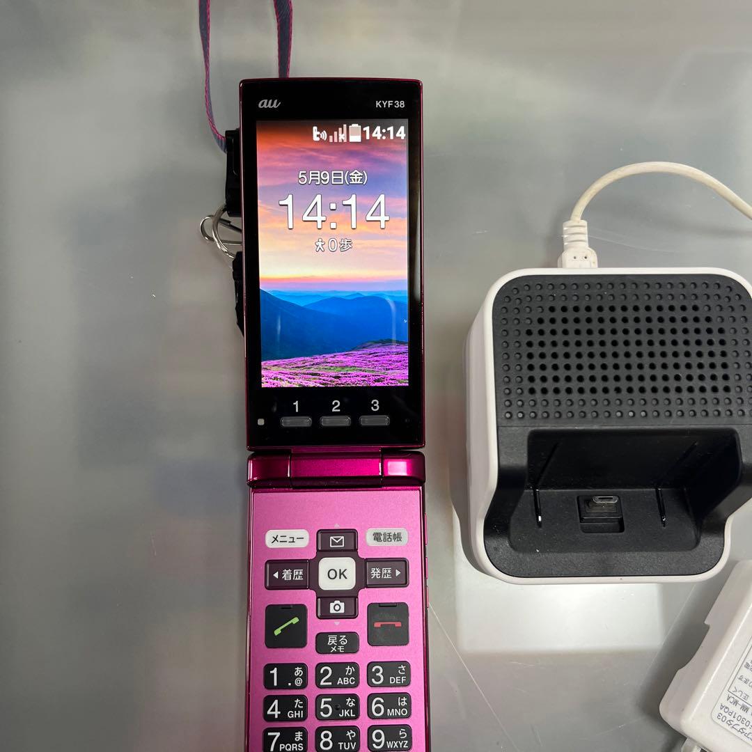 KYOCERA KYF38 ピンク 充電ドック付au ガラケーかんたんケータイ