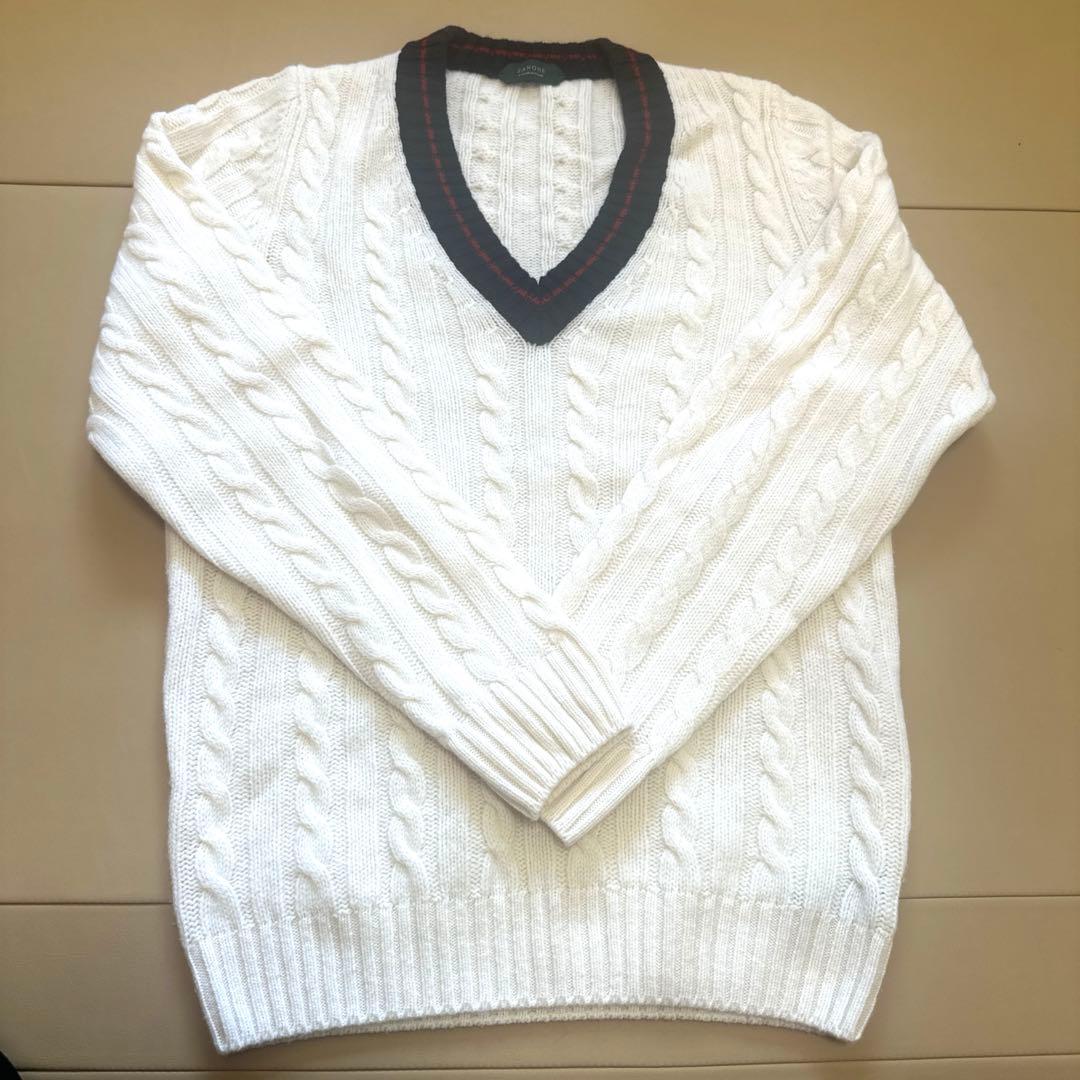 ザノーネ メンズ チルデンニット ケーブルニット サイズ48 Lサイズ相当