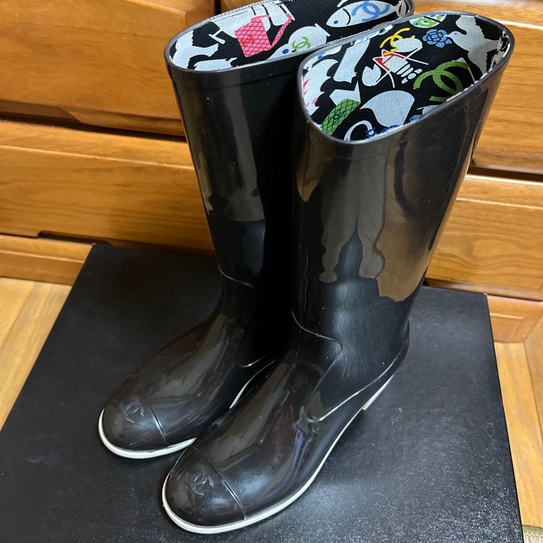 CHANEL シャネル レインブーツ 長靴 37 - メルカリ
