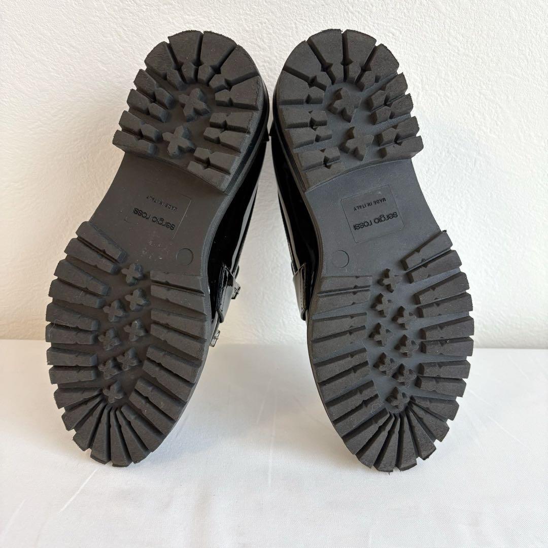 ⑤ 中古美品Sergio Rossi クリスタルバックル ブラック 22.5cm