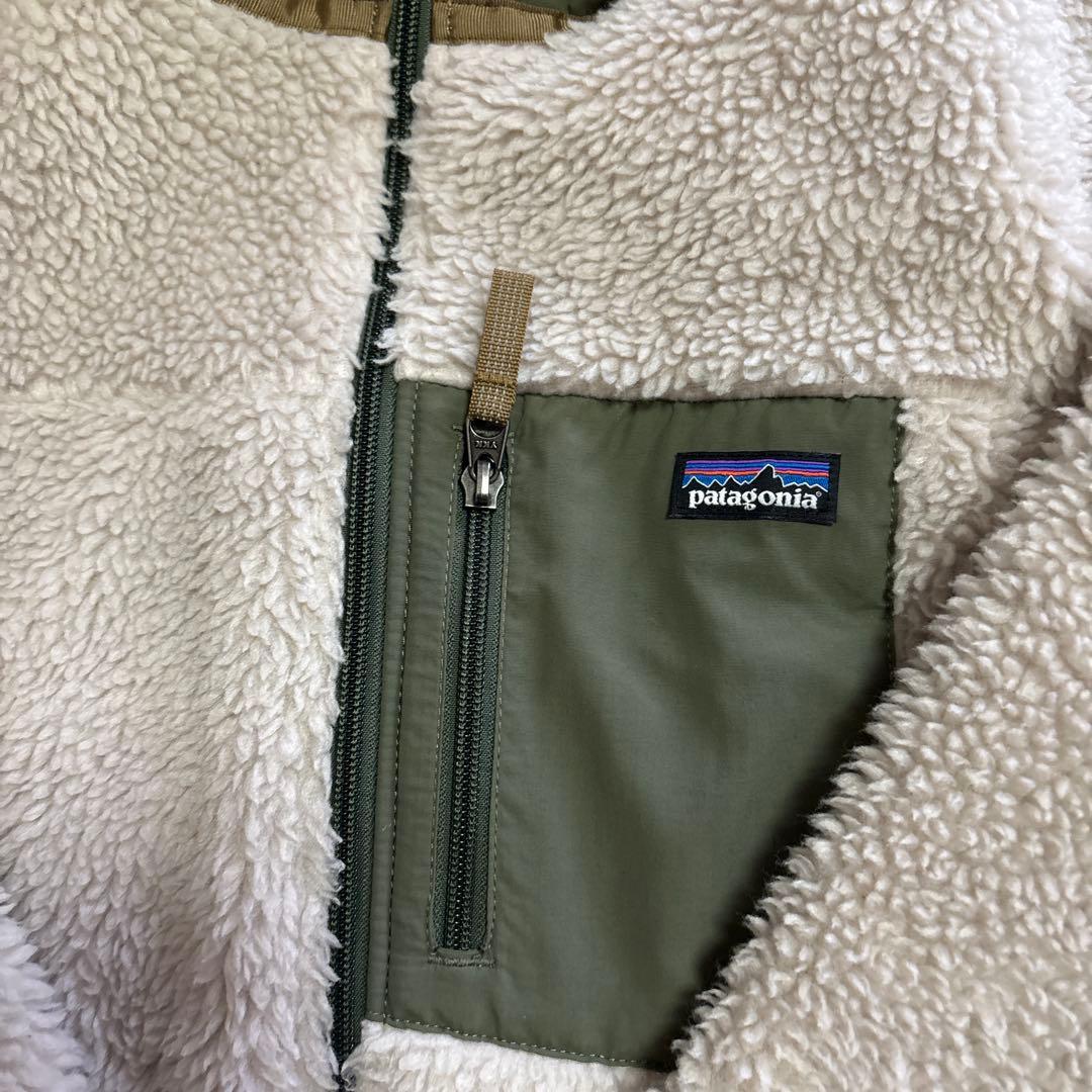 patagonia フリースジャケット XL クリーム/オリーブ - メルカリ