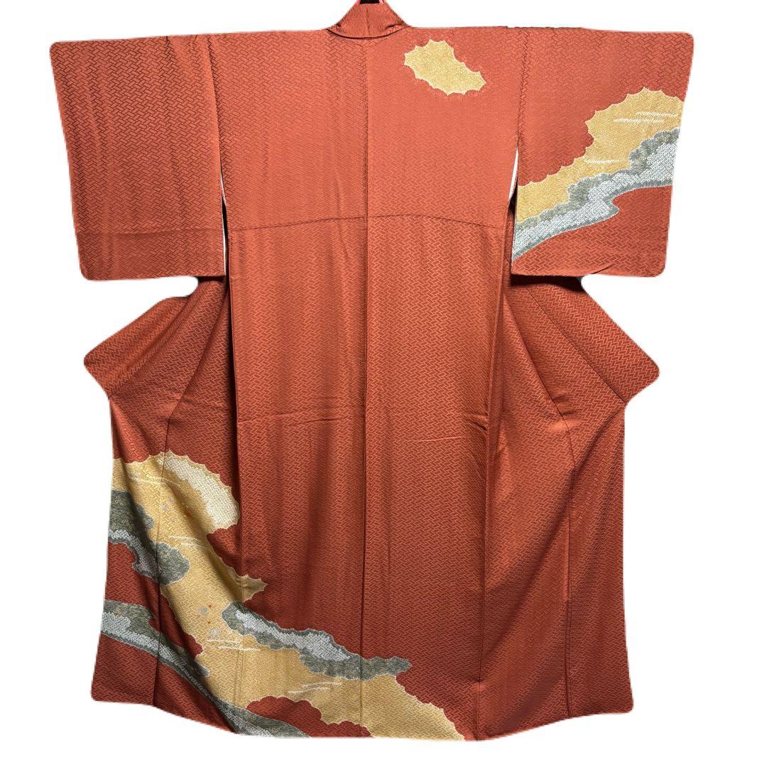 正絹 訪問着＆袋帯 セット 絞り・金彩 鳳凰・華紋 着丈170cm トール