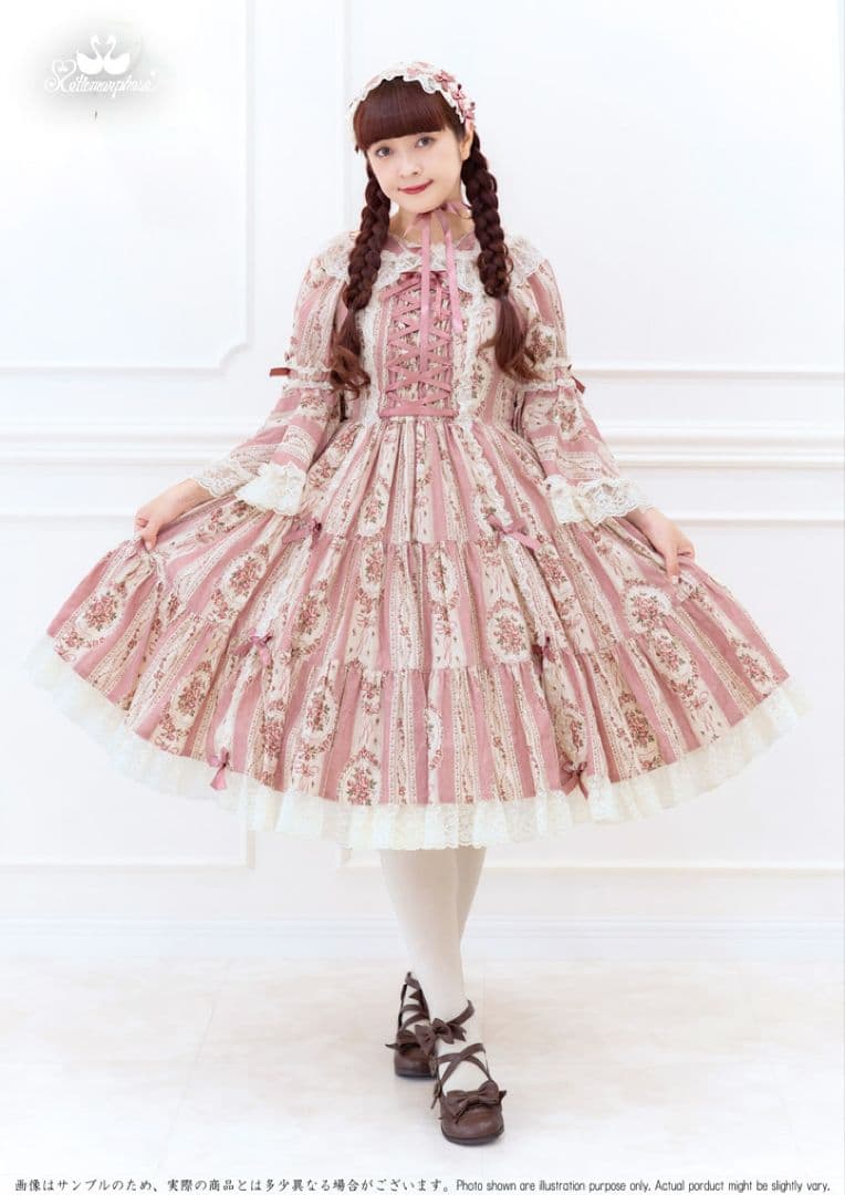 メタモルフォーゼ☆アンティークブーケ姫袖ワンピース☆プラスサイズ