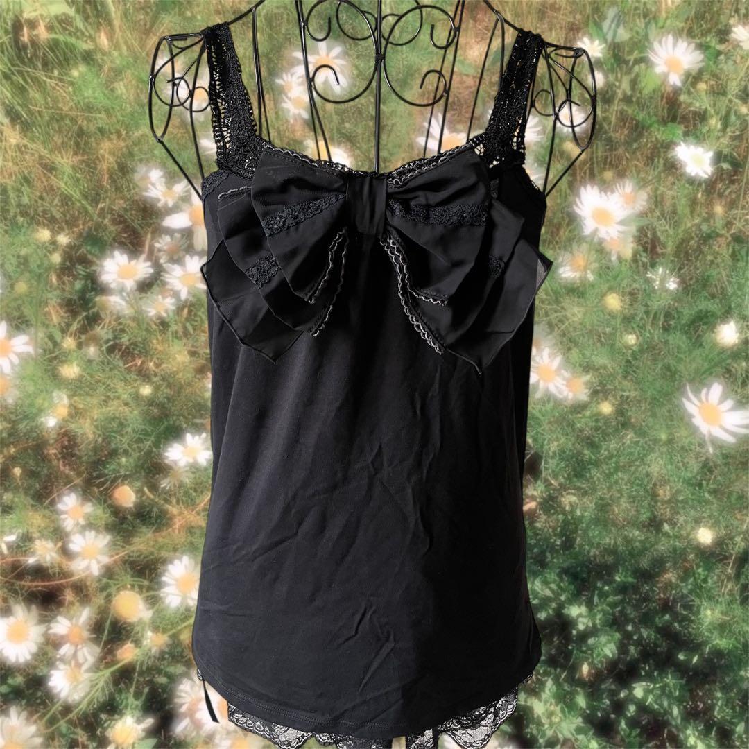 ビックリボンキャミソール アクシーズファム フェアリーグランジ y2k 森ガール axes femme（アクシーズ ファム） キャミソール レーシービッグリボン