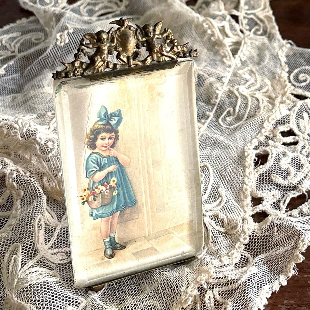 アンティークフォトフレーム　フランスアンティーク　天使　エンジェルフレーム フォトフレーム 写真立て 天使写真立て エンジェルフォトフレーム