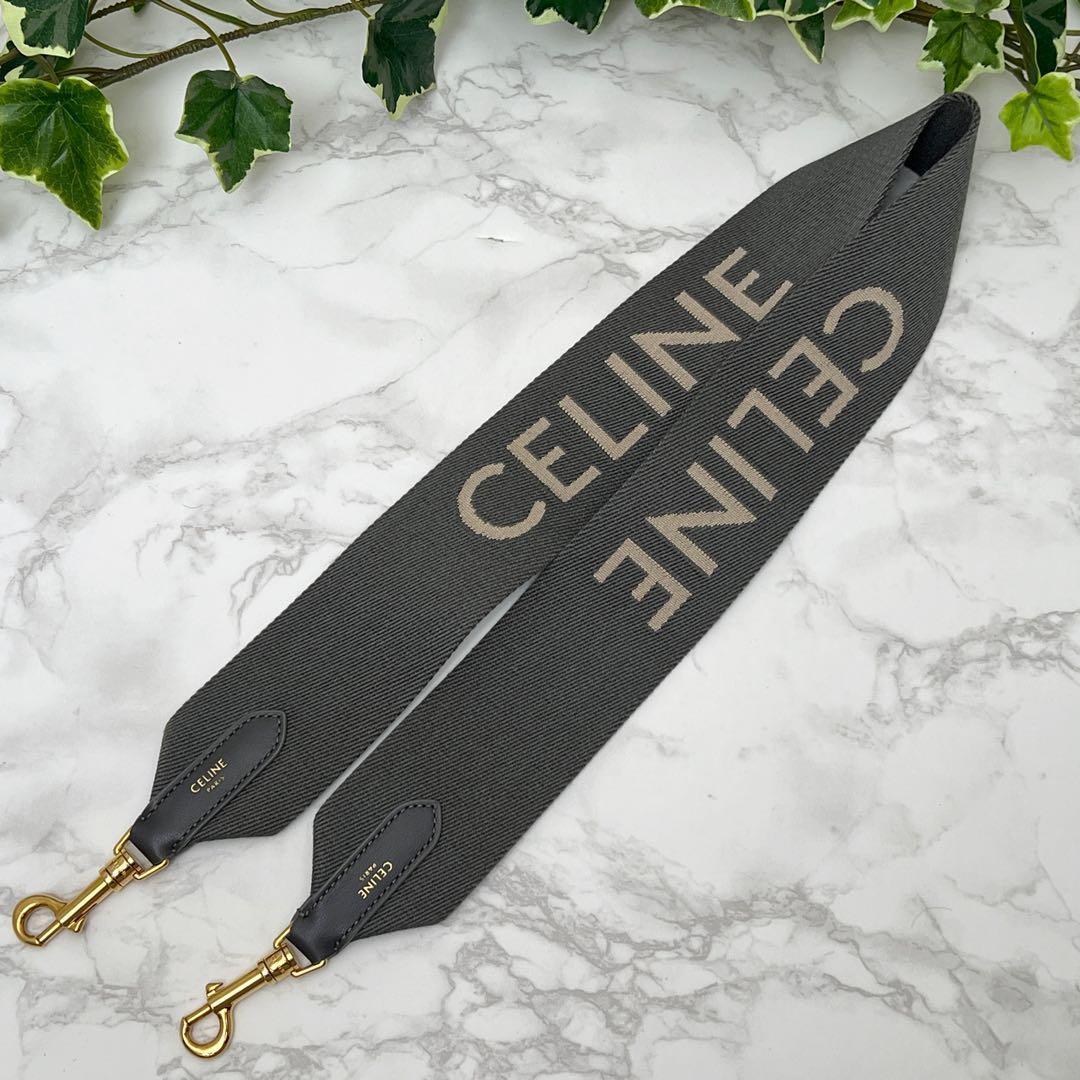 セリーヌ ジャカード ショートストラップ 現行品 グレー / ホワイト CELINEジャカード ショートストラップ / ウール - グレー / ホワイト