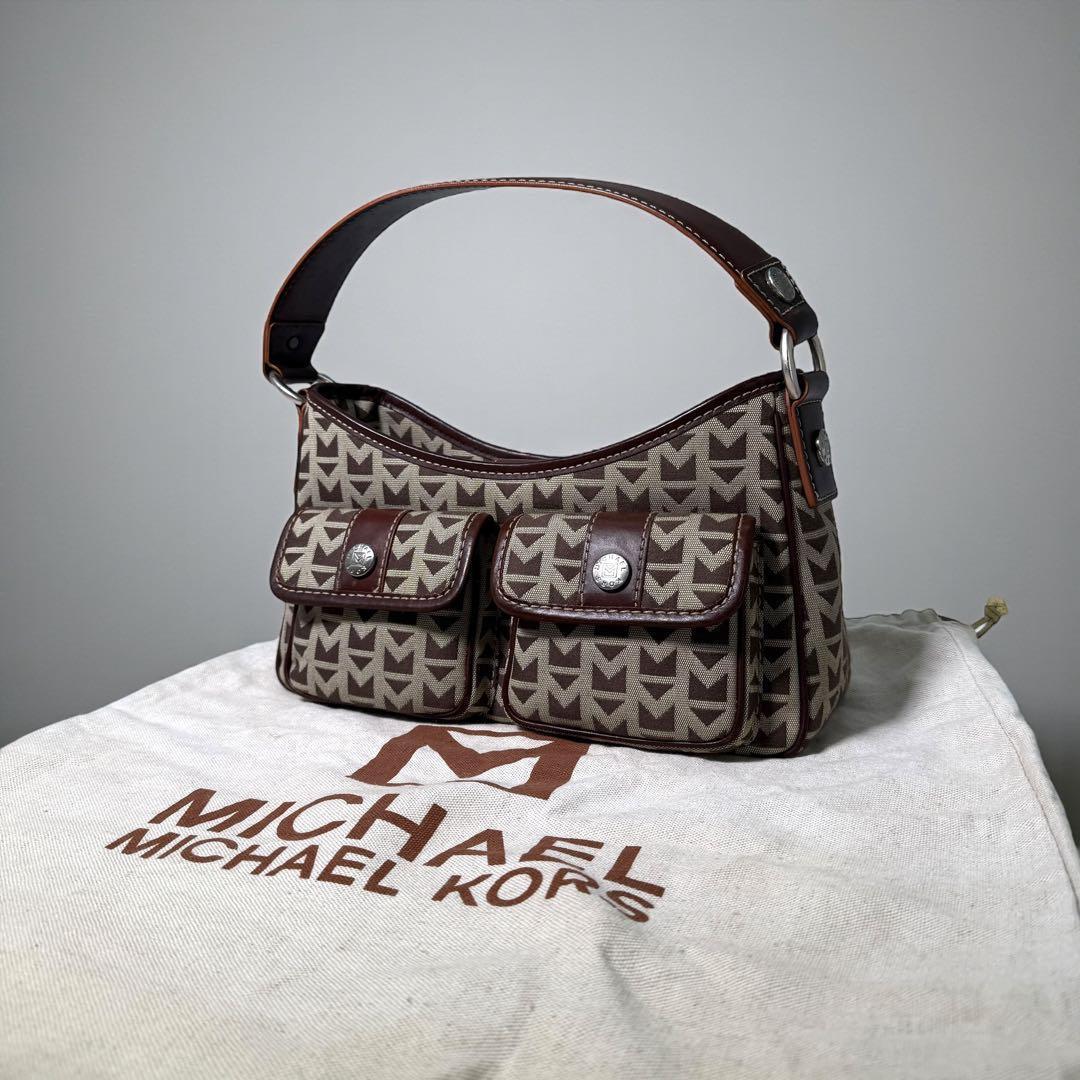 《激レア》マイケルコース ワンショルダー バック キャンバス レザー フラップ