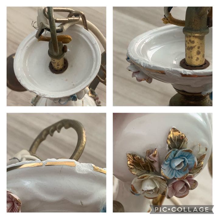 アンティーク 照明 陶磁器 製 YAMAGIWA ヤマギワ シャンデリア 5灯