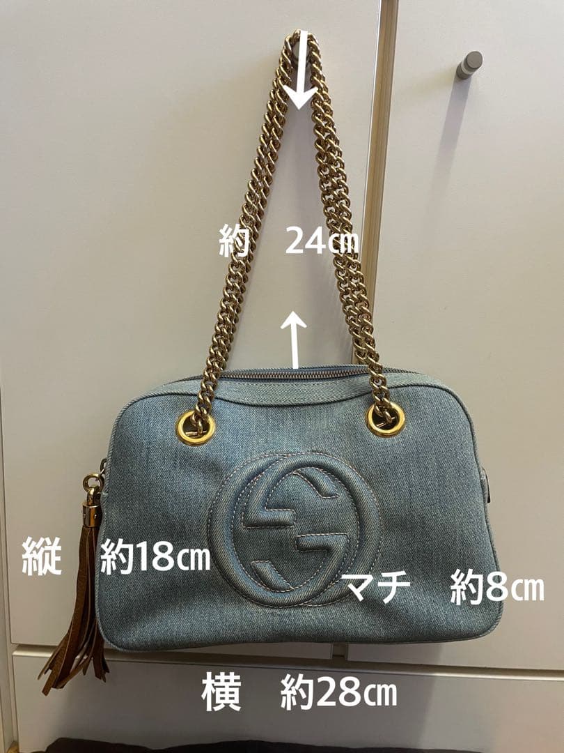 GUCCI デニムブルー ショルダーバッグ 保存袋付き Gucci デニムブルー ショルダーバッグ - メルカリ